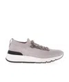 Brunello Cucinelli Knitted Low-top Sneakers In Gray