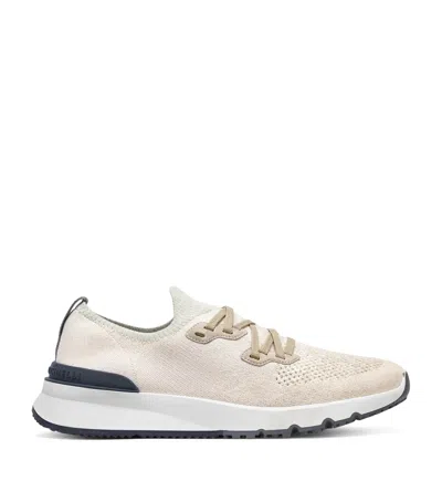 Brunello Cucinelli Knitted Low-top Sneakers In Neutral