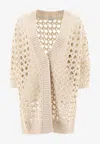 Brunello Cucinelli Women's Jute And Cotton Mesh Cardigan In Neutral