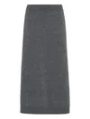 Brunello Cucinelli Longuette Midi Skirt In Stretch Cashmere In Gray