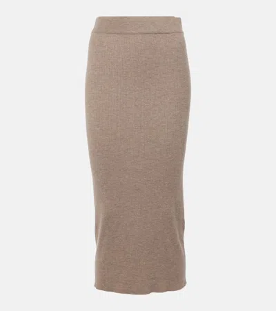 Brunello Cucinelli Knitted Midi Skirt In Beige