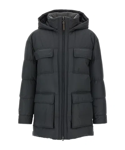 Brunello Cucinelli Knitted Neck Down Jacket