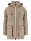 Brunello Cucinelli Knitted Neck Down Jacket In Neutral