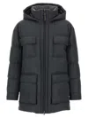 Brunello Cucinelli Knitted Neck Down Jacket Puffer Jackets Gray In Black