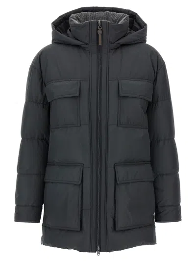 BRUNELLO CUCINELLI KNITTED NECK DOWN JACKET