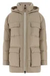 Brunello Cucinelli Knitted Neck Down Jacket Puffer Jackets Beige In Neutral