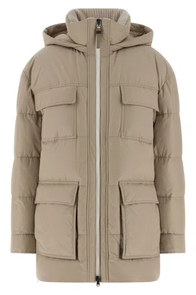 BRUNELLO CUCINELLI KNITTED NECK DOWN JACKET
