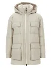 Brunello Cucinelli Knitted Neck Down Jacket Puffer Jackets Beige In White