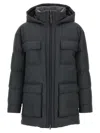 Brunello Cucinelli Knitted Neck Down Jacket Puffer Jackets Gray In Black