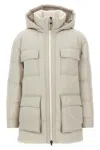 Brunello Cucinelli Knitted Neck Down Jacket Puffer Jackets Beige In Neutral