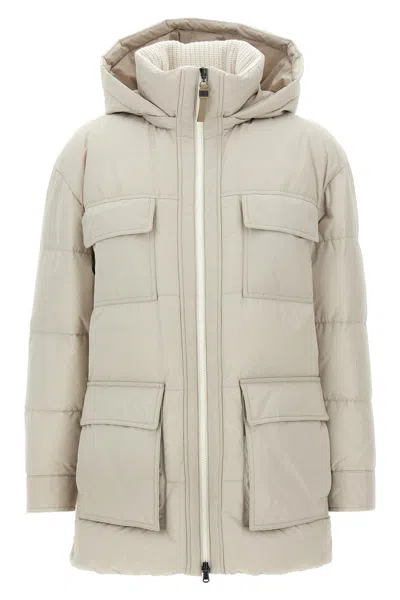 BRUNELLO CUCINELLI KNITTED NECK DOWN JACKET