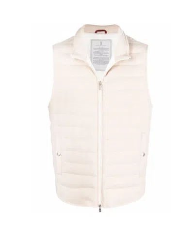 Brunello Cucinelli Knitted Padded Gilet In White