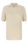 Brunello Cucinelli Light Grey Ribbed Knit Cotton Polo Collar Sweater For Men In Multi