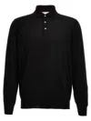 Brunello Cucinelli Collared Knit Polo Shirt In Black