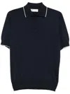 Brunello Cucinelli Knitted Polo Shirt In Blue