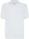 Brunello Cucinelli Knitted Polo Shirt In Blue