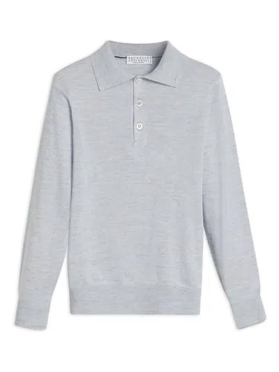 Brunello Cucinelli Kids' Knitted Polo Shirt In Grey