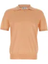 Brunello Cucinelli Knitted Polo Shirt In Orange