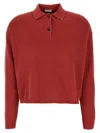 Brunello Cucinelli Ribbed Cotton Knit Polo Shirt In Red
