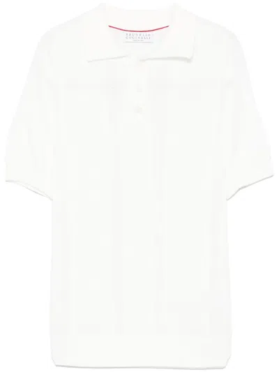 Brunello Cucinelli Kids' Knitted Polo Shirt In White