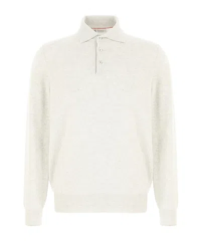 Brunello Cucinelli Polo-neck Cashmere Sweater In White