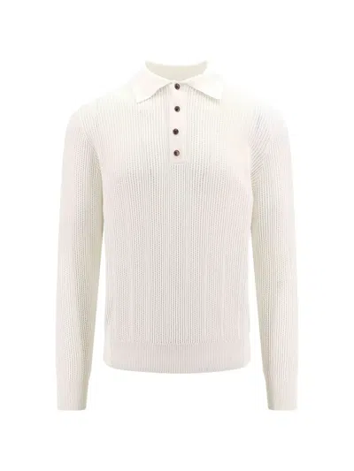 Brunello Cucinelli Knitted Polo Shirt In White