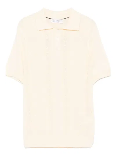Brunello Cucinelli Kids' Knitted Polo Shirt In Yellow