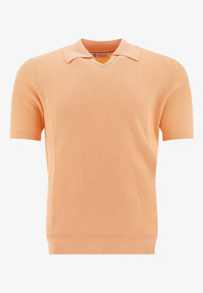BRUNELLO CUCINELLI KNITTED POLO T-SHIRT