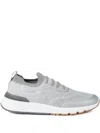 Brunello Cucinelli Techno Cotton Knit Runners With Heat Tape In Gray
