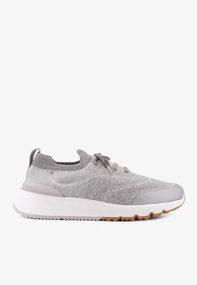 BRUNELLO CUCINELLI KNITTED RUNNING LOW-TOP SNEAKERS