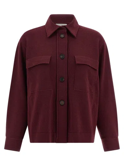 Brunello Cucinelli Knitted Shirt Shirt And Blouse Bordeaux In Red
