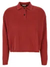 Brunello Cucinelli Ribbed Cotton Knit Polo Shirt In Red