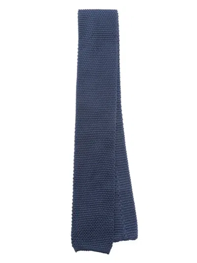 Brunello Cucinelli Knitted Silk Tie In Blue