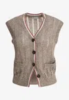 Brunello Cucinelli Knitwear With Button Detailing And Front Pockets In Beige