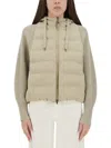 Brunello Cucinelli Down Jacket With Knitted Sleeves In Neutral