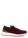 Brunello Cucinelli Knit Upper Sneakers Pull Tab Rubber Sole In Burgundy