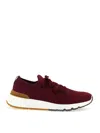 Brunello Cucinelli Knit Upper Sneakers Pull Tab Rubber Sole In Burgundy