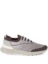 Brunello Cucinelli Men Techno Cotton Knit Sneakers Runners In Brown