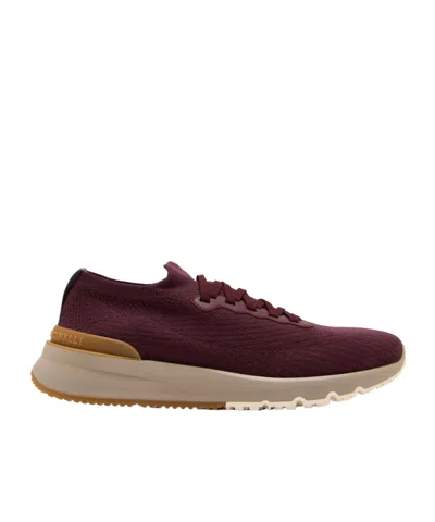 Brunello Cucinelli Knitted Sneakers In Brown