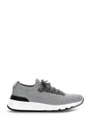 Brunello Cucinelli Breathable Low-profile Knitted Sneakers With Secure Lace-up Design In Gray