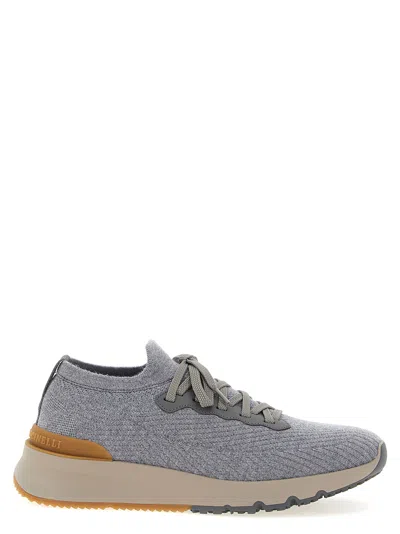 Brunello Cucinelli Knitted Sneakers Gray