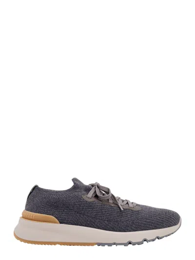 Brunello Cucinelli Knitted Sneakers In Gray