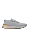 Brunello Cucinelli Low Slip-on Stretch Wool Knit Sneakers With Rubber Sole In Gray