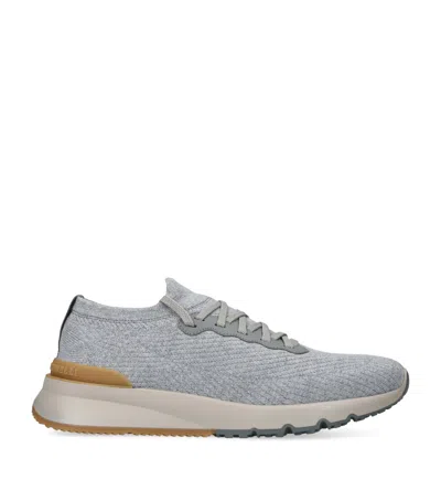Brunello Cucinelli Knitted Sneakers In Gray