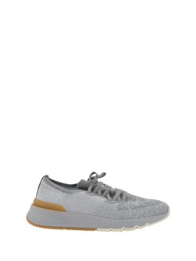 Brunello Cucinelli Knitted Sneakers In Grey