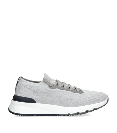 Brunello Cucinelli Knitted Sneakers In Grey
