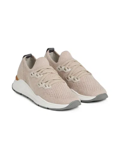 Brunello Cucinelli Kids' Knitted Sneakers In Neutral