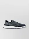 Brunello Cucinelli Runners In Techno Cotton Knit With Termonastrature Shoes In Blue