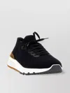 Brunello Cucinelli Knitted Sneakers With Round Toe And Rubber Sole In Blue