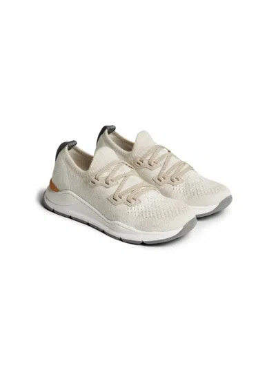 Brunello Cucinelli Kids' Knitted Stretch-cotton Sneakers In 中性色